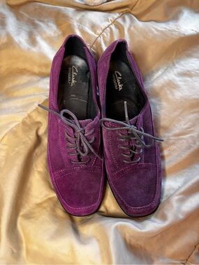 Clark’s Bendables Women’s Purple Heeled Shoes Size 7.5 Square Toe